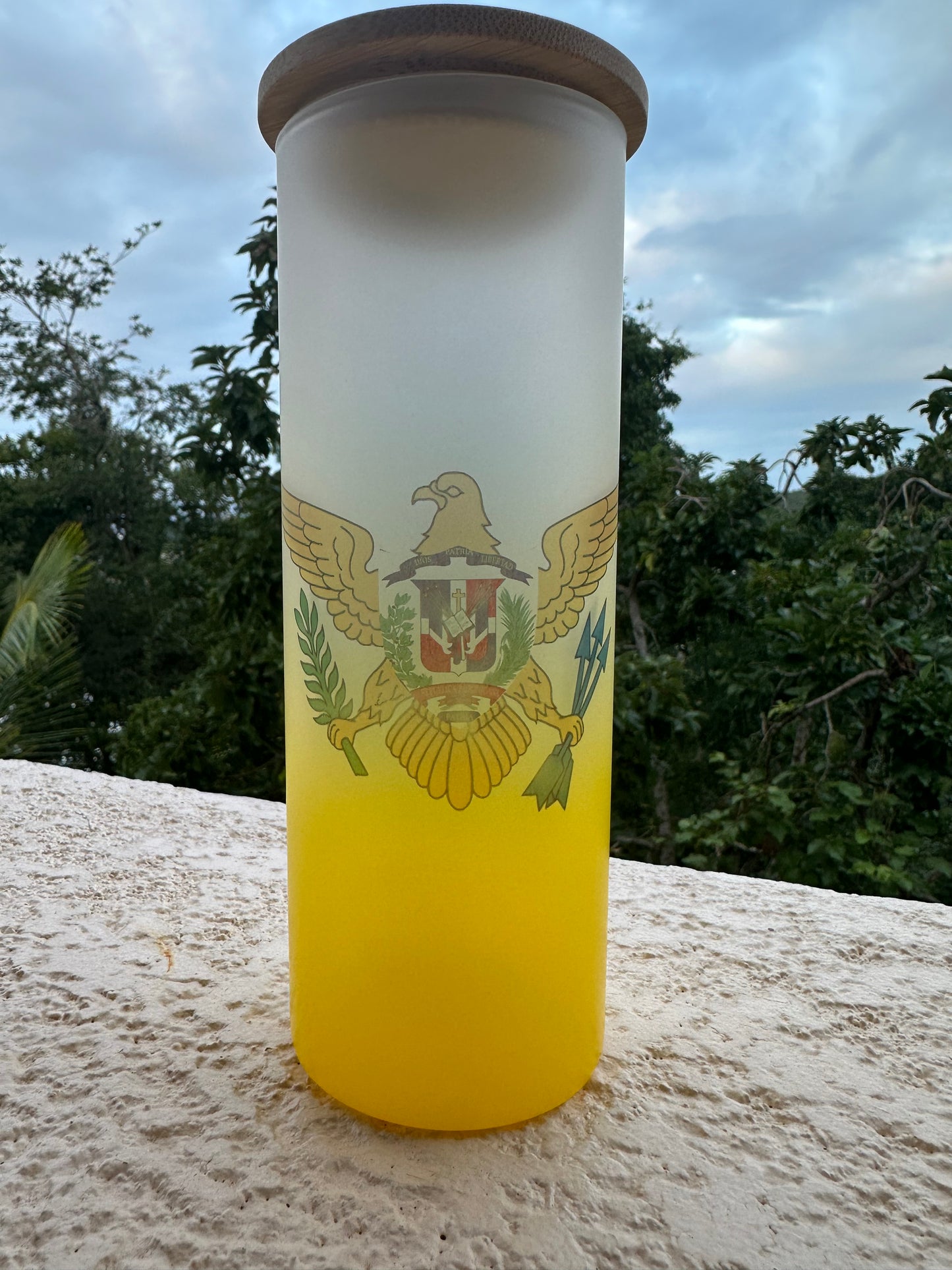 Vaso Esmerilado con tapa de Bamboo