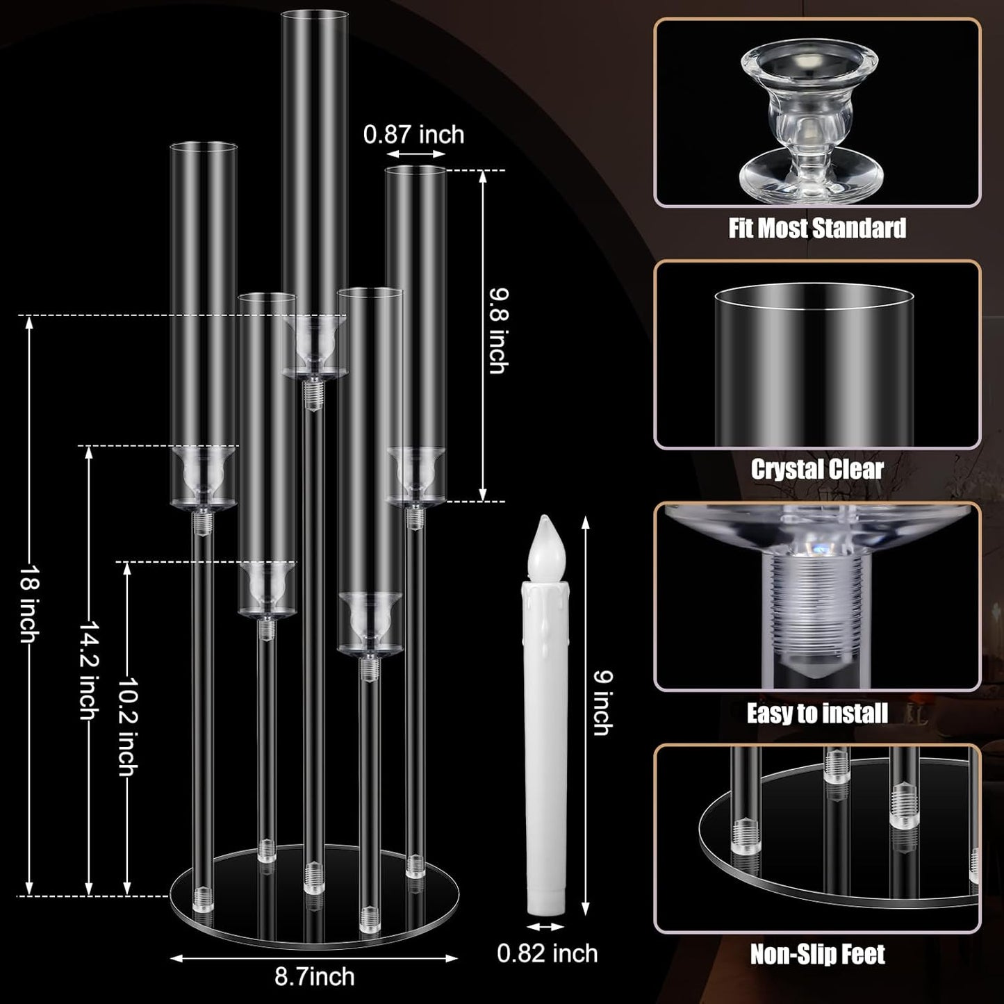 5 Arm Acrylic Clear Candelabra Centerpiece