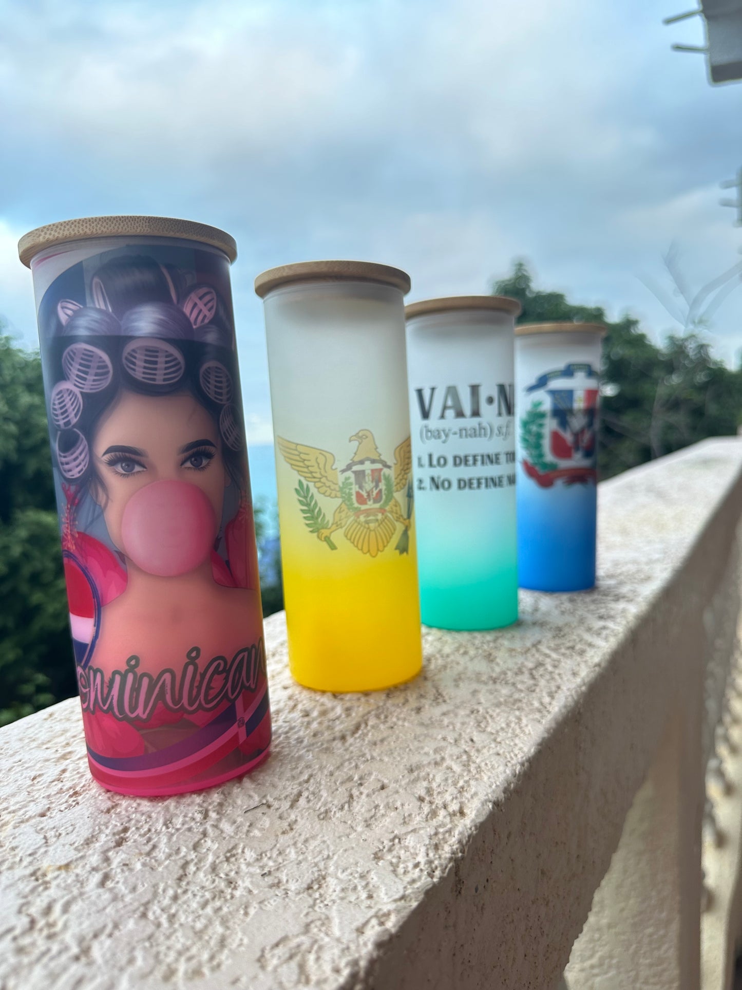Vaso Esmerilado con tapa de Bamboo