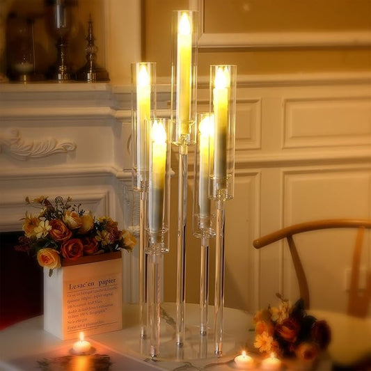5 Arm Acrylic Clear Candelabra Centerpiece